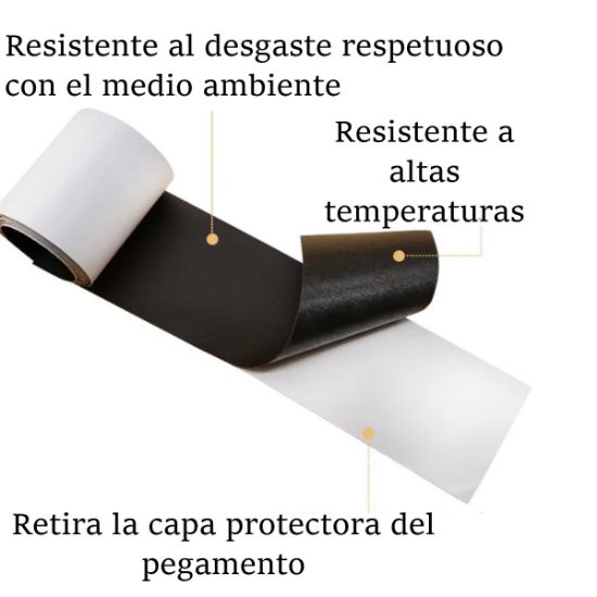 Imagen de Cinta parche 30cm negro reparación cuero autoadhesiva pegatinas asientos coche bolsas muebles