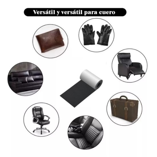 Imagen de Cinta parche 30cm negro reparación cuero autoadhesiva pegatinas asientos coche bolsas muebles