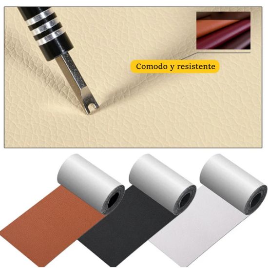Imagen de Cinta parche 30cm negro reparación cuero autoadhesiva pegatinas asientos coche bolsas muebles