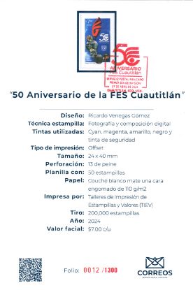 Imagen de Timbre postal: 50 aniversario de la FES Cuautitlán