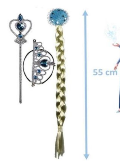 Imagen de Ricolandia Trenza De Elsa,  De Frosen Con Corona Y Varita 
