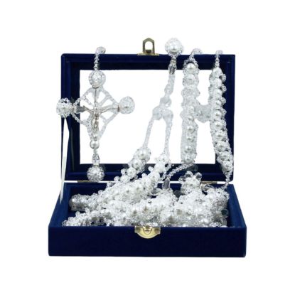 Imagen de Lazo Y Rosario De Perlas y  Cristal Cortado Importado, Para Boda, Matrimonio.