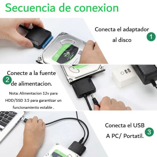 Imagen de Adaptador cable USB 3,0 a Sata 3 convertidor disco duro USB 3.0 2,5 3,5 HDD SSD disco duro externo