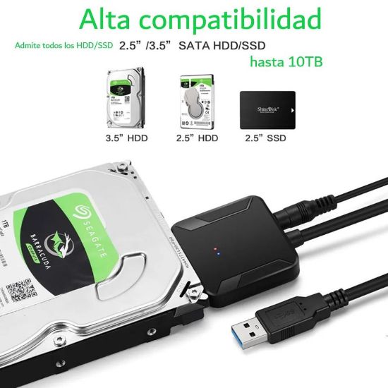 Imagen de Adaptador cable USB 3,0 a Sata 3 convertidor disco duro USB 3.0 2,5 3,5 HDD SSD disco duro externo