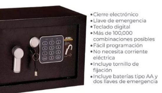 Imagen de Caja Fuerte Combinación Digital Alta Seguridad 12" Color Negro