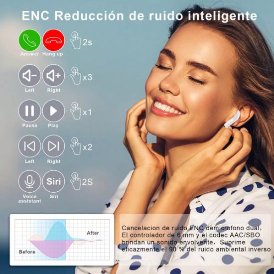 Imagen de Audífonos Inalámbricos Bluetooth 5.3 Transparente Auriculares Microfono deportivos Música celular