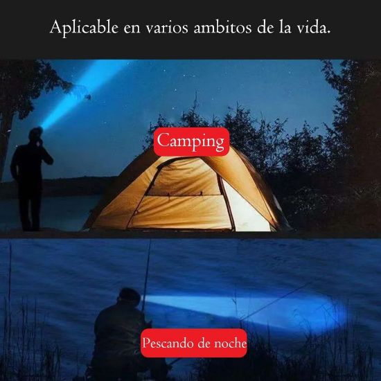 Imagen de Linterna cabeza recargable potente faros acampar linterna delantera senderismo moto auto deporte