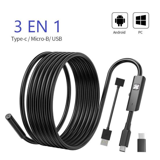 Imagen de Endoscopio Android 7mm inspección Cámara impermeable LED Compatible teléfono Android PC lap cable