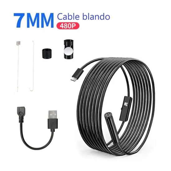 Imagen de Endoscopio Android 7mm inspección Cámara impermeable LED Compatible teléfono Android PC lap cable