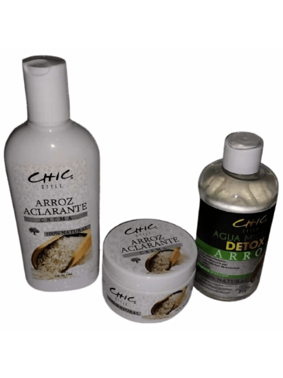 Imagen de Combo Aclarante, Limpieza y Cuidado Profundo de Arroz-Crema para Rostro, Crema Líquida Corporal y Agua Miscelar desintoxicante.