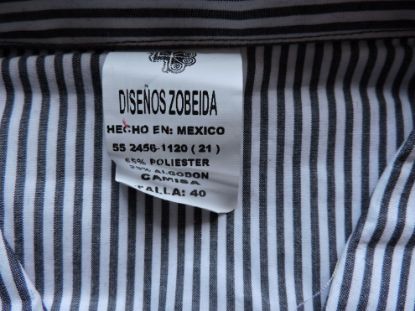Imagen de Camisa Zobeida Talla 40 (xl) Hombre Original Nueva Rayas Negro blanco
