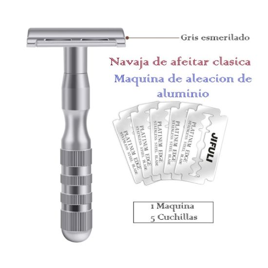 Imagen de Rastrillo maquinilla afeitar clásica gris hombres mujeres afeitadora manual depilación cuchillas