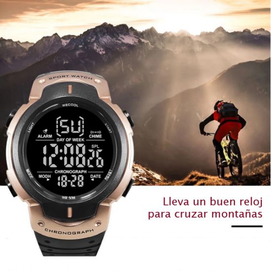 Imagen de Reloj de pulsera deportivo khaki con alarma Digital cronógrafo multifunción resistente al agua led