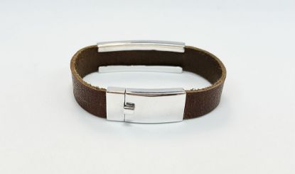 Imagen de Pulsera ying yang con piel.