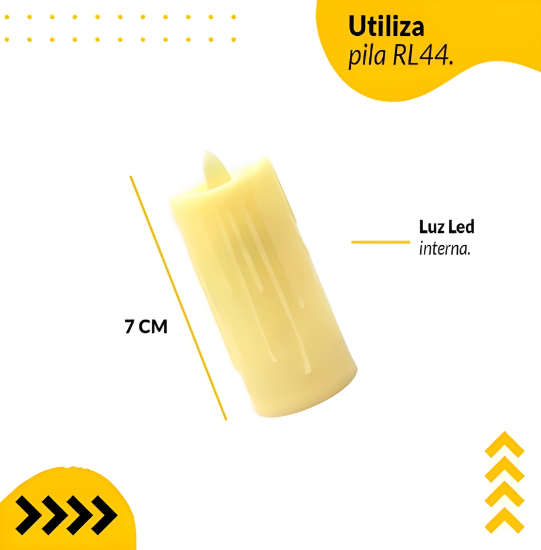 Imagen de 12 Velas Leds 7cm con Pila Incluida Decoración Día de Muerto Halloween Navidad