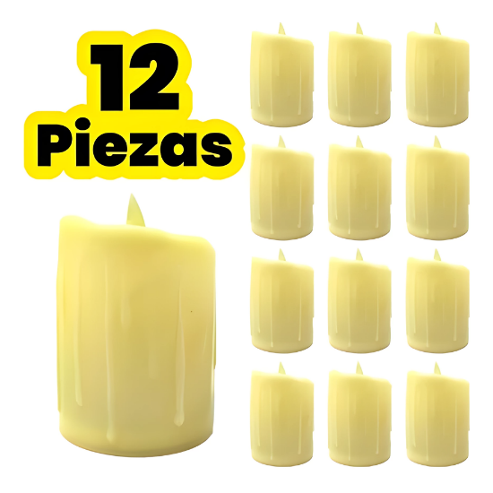 Imagen de 12 Velas Leds 7cm con Pila Incluida Decoración Día de Muerto Halloween Navidad