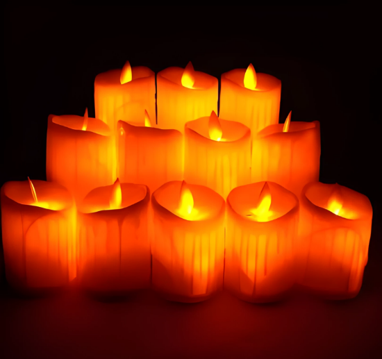 Imagen de 12 Velas Leds 7cm con Pila Incluida Decoración Día de Muerto Halloween Navidad