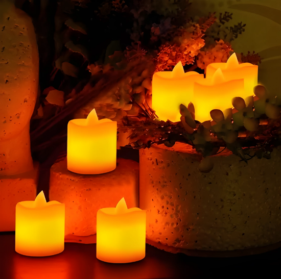 Imagen de 12 Velas Leds 7cm con Pila Incluida Decoración Día de Muerto Halloween Navidad