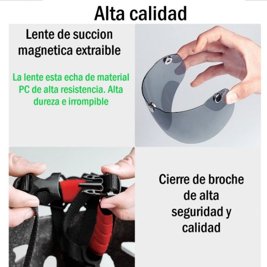 Imagen de Casco bicicleta luz rojo negro LED trasera adulto accesorio ligero y transpirable seguridad gafas
