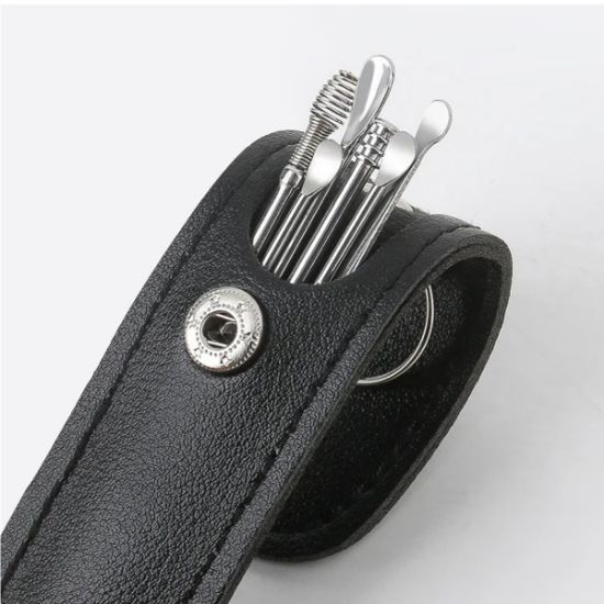 Imagen de Hisopos Juego limpiador negro ecológico cotonete metálico oídos Kit oreja espiral limpieza cera
