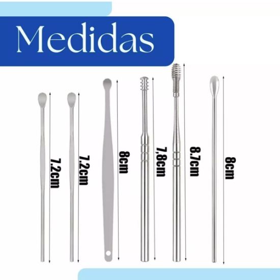 Imagen de Hisopos Juego limpiador negro ecológico cotonete metálico oídos Kit oreja espiral limpieza cera
