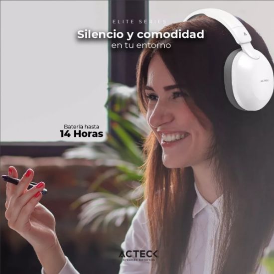 Imagen de Acteck Audífonos con Micrófono Honour Plus HP450, Bluetooth, Inalámbrico, USB-C, Blanco