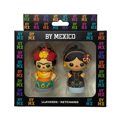 Imagen de By Mexico Llavero 3D Dúo Muñecas Carmen Chu y Juanita 