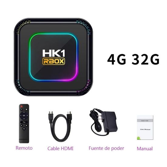 Imagen de TV box dispositivo smartTV inteligente decodificador Android 13 8K luz RGB 4GB Wifi 32gb usb HDMI