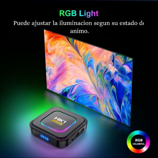 Imagen de TV box dispositivo smartTV inteligente decodificador Android 13 8K luz RGB 4GB Wifi 32gb usb HDMI