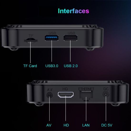 Imagen de TV box dispositivo smartTV inteligente decodificador Android 13 8K luz RGB 4GB Wifi 32gb usb HDMI