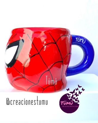 Imagen de Taza cerámica 3D Hombre Araña pintada a mano