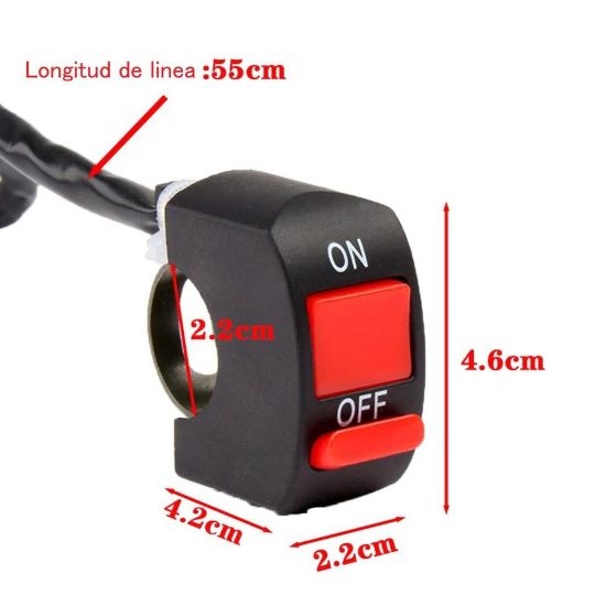 Imagen de Botón Interruptor intermitente Universal manillar motocicleta luz Moto encendido apagado 12V 10A