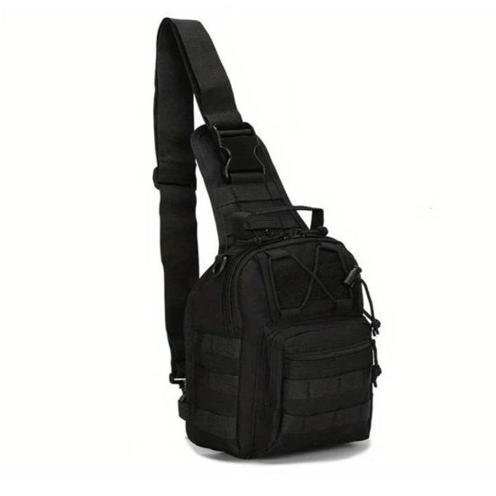 Imagen de Mochila táctica versátil pecho bolsa transporte senderismo caza deportes cartera moto autos negro