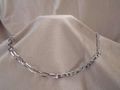 Imagen de Cadena de eslabones combinada en color plata hecha de Acero Inoxidable