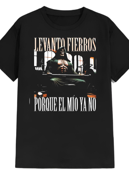 Imagen de Playera manga corta 100% algodón calacas chidas gym "Levanto fierros"