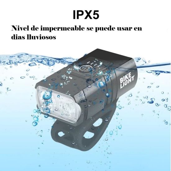 Imagen de Luz bicicleta USB recargable luces LED bicicleta 6 modos linterna faro lámpara delantera