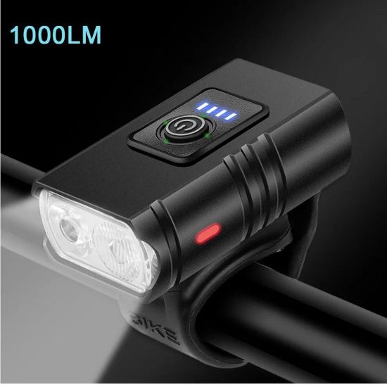 Imagen de Luz bicicleta USB recargable luces LED bicicleta 6 modos linterna faro lámpara delantera