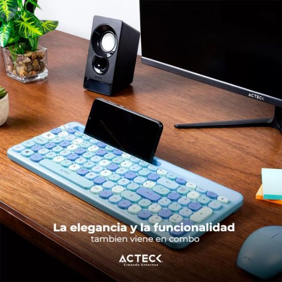 Imagen de Kit de Teclado y Mouse Acteck Creator Chic Colors MK470, Inalámbrico, USB, Azul (Español)