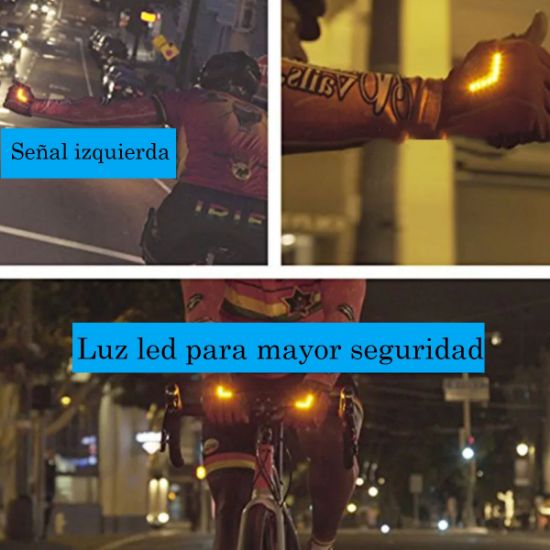 Imagen de Guantes bicicleta moto deporte seguridad medio dedo Sensor cavitación luz LED automática protección
