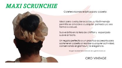 Imagen de MAXI SCRUNCHIE  CHIFON MULTICOLOR ROSA -VERDE