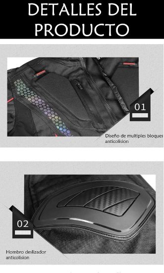 Imagen de Chamarra Chaqueta moto impermeable motocicleta protección armadura contra agua aire reflejante bici