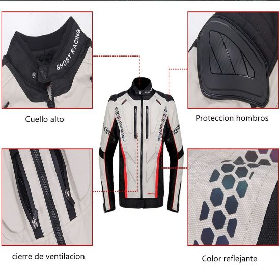 Imagen de Chamarra Chaqueta moto impermeable motocicleta protección armadura contra agua aire reflejante bici