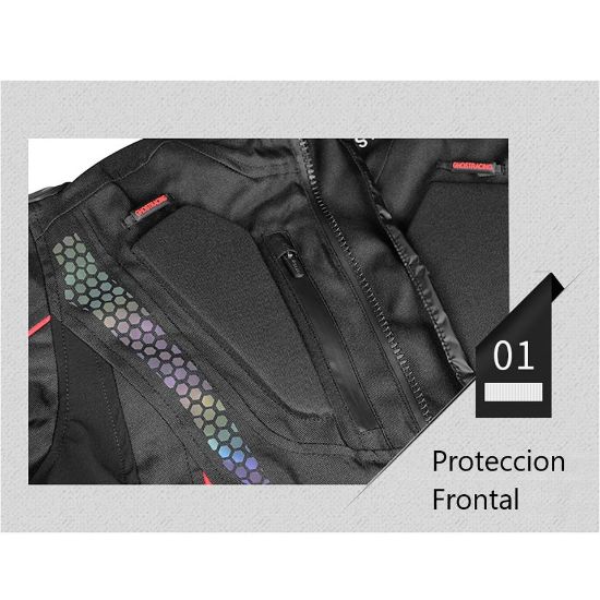 Imagen de Chamarra Chaqueta moto impermeable motocicleta protección armadura contra agua aire reflejante bici