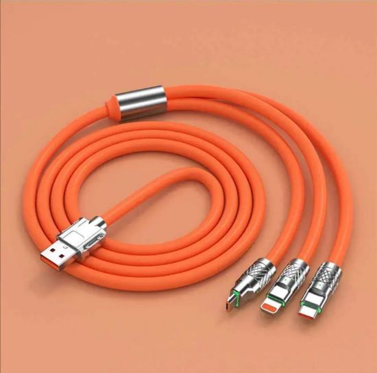Imagen de Cable de Datos USB 3 en 1 Carga Super Rápida Aleación de Zinc Cargador iPhone Samsung Huawei Xiaomi