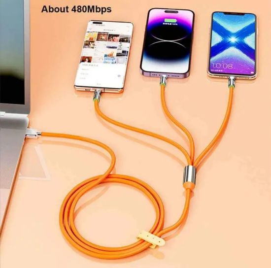 Imagen de Cable de Datos USB 3 en 1 Carga Super Rápida Aleación de Zinc Cargador iPhone Samsung Huawei Xiaomi