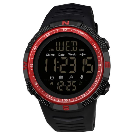 Imagen de Reloj deportivo militar rojo pulsera digital prueba golpes cuenta atrás resistente agua táctico