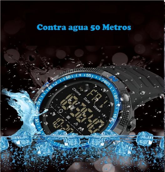 Imagen de Reloj deportivo militar rojo pulsera digital prueba golpes cuenta atrás resistente agua táctico