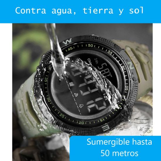 Imagen de Reloj deportivo militar rojo pulsera digital prueba golpes cuenta atrás resistente agua táctico