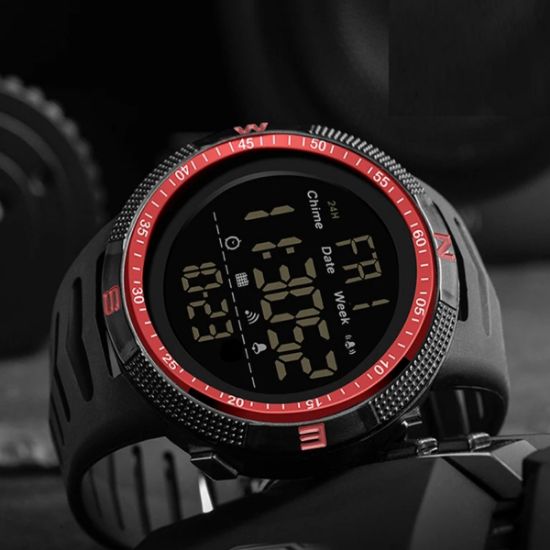 Imagen de Reloj deportivo militar rojo pulsera digital prueba golpes cuenta atrás resistente agua táctico