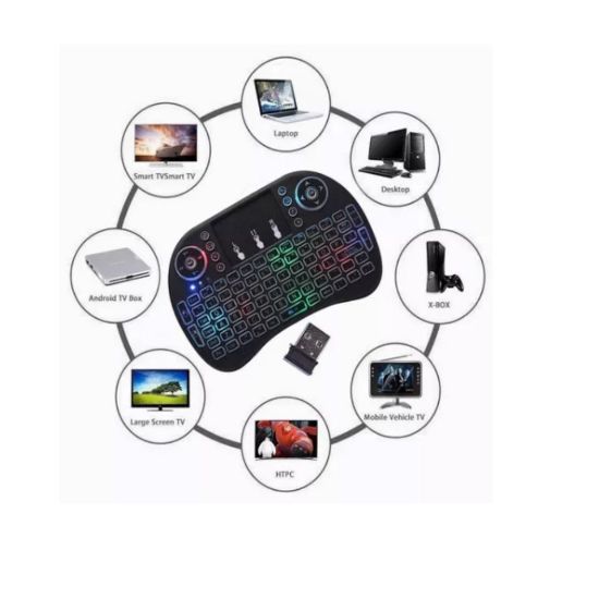 Imagen de Mini Teclado Pc Inalambrico Bluetooth Touchpad Iluminado gamer consola tv box smart tv pantalla led